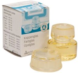 Skleněná lahvička na léky, žlutá