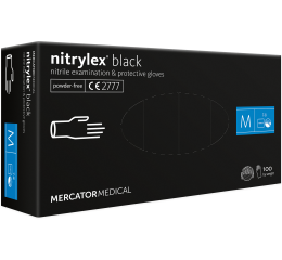 Vyšetřovací nitril rukavice černé - S