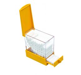 Zásobník na vatové válečky, žlutý