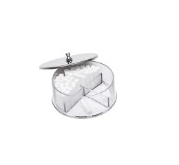 Nádobka na vatové válečky s přihrádkami