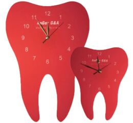 Hodiny ve tvaru zubu, červené XL