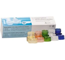 Skleněná lahvička na léky, set