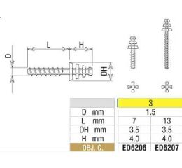 Edenta kořenové čepy Head Master Titanium 6206