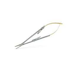 Tvrdokovový jehelec Castroviejo zahnutý