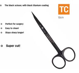 Nůžky Goldman Fox TC 13cm zahnuté černé titanové