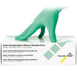 YELLOWPOINT rukavice latex nepud AloeVera zelené