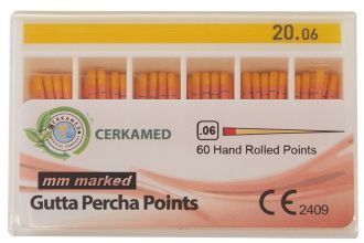 Guttaperčové čepy Cerkamed .06 s měřítkem ISO 20