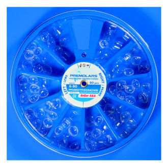 Korunky transparentní premolárové 80ks