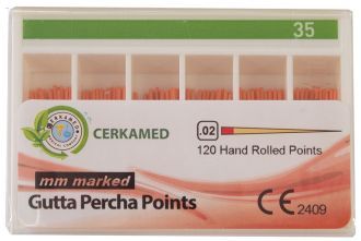 Guttaperčové čepy Cerkamed .02 s měřítkem ISO45-80