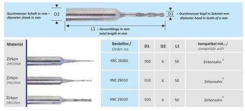 CAD-CAM Zirkonzahn fréza XNC Z6005 Zirconia Bur
