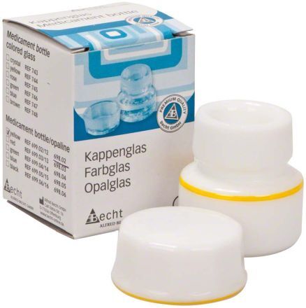 Lahvička na léky z opálového skla, žlutá