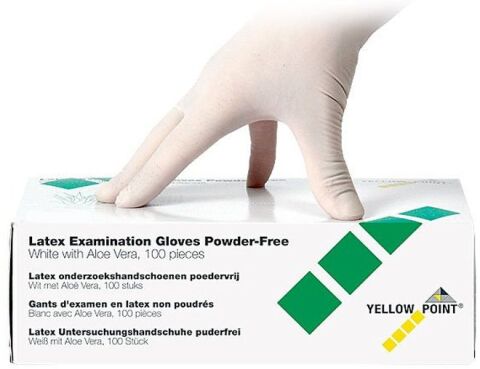 YELLOW POINT Rukavice latex nepudr AloeVera bílé