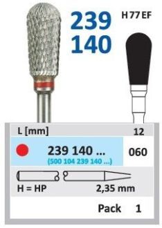 HORICO tvrdokovová fréza - hruška 6,0mm