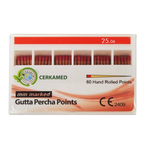 Guttaperčové čepy Cerkamed .06 s měřítkem ISO 25