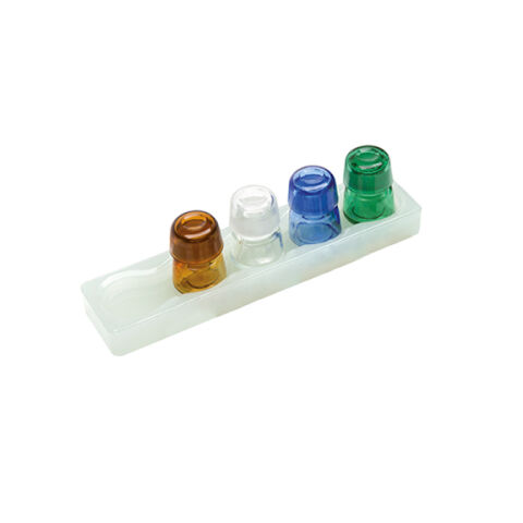 Léková lahvička s víčkem, hnědožlutá