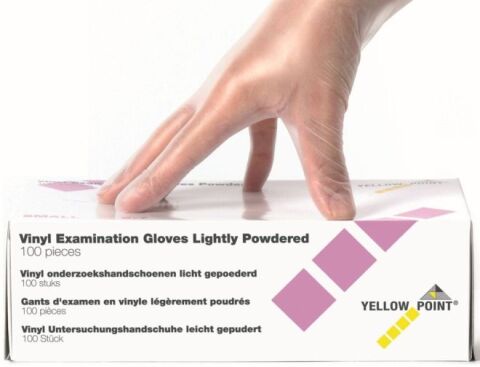 YELLOW POINT Rukavice vinylové pudrované