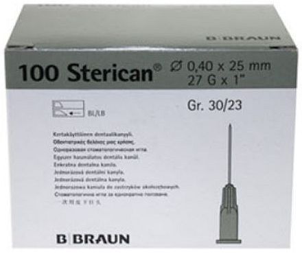 Braun Sterican - jehly 0,4x25mm šedé, 100ks