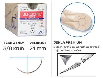 Surgicryl Rapid UP3/0 DS24, 12ks