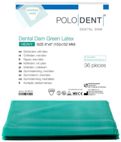 POLODENT kofferdamové blány zelené latexové heavy