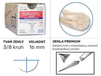 Surgicryl Rapid UP5/0 DS16, 12ks