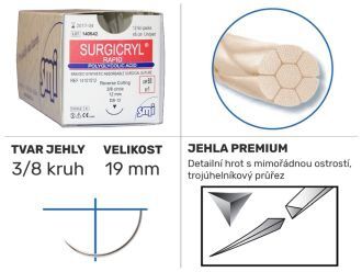 Surgicryl Rapid UP3/0 DS19, 12ks