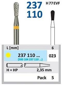 HORICO tvrdokovová fréza - hruška 2,3 mm