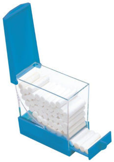 Zásobník na vatové válečky, modrý