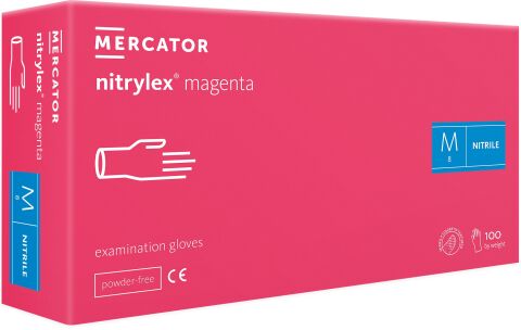 Vyšetřovací nitril rukavice magenta - M