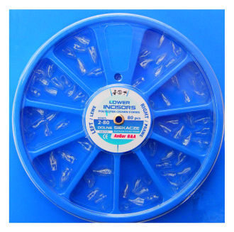 Korunky transparentní incisální dolní 80ks 100-130