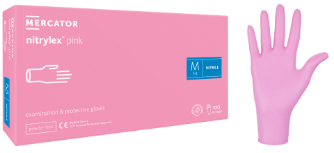 Vyšetřovací nitril rukavice růžové - S