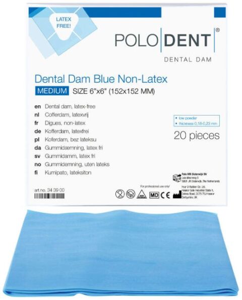 POLODENT kofferdamové blány modré bezlatex. medium