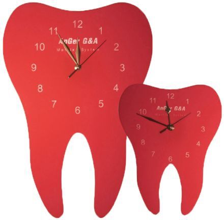 Hodiny ve tvaru zubu, červené XL