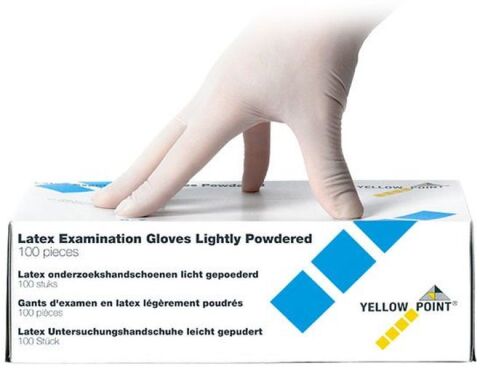 xxxYELLOW POINT Rukavice latexové pudrované M