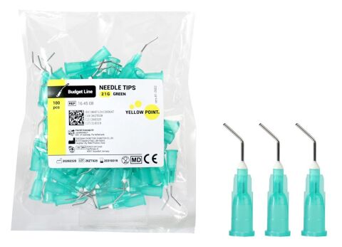 YELLOW POINT kanyly 21G, zelené (100 ks)