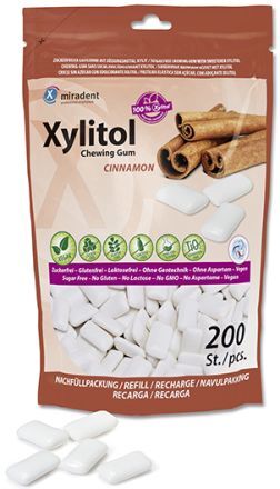 Miradent Xylitol - žvýkačky, 200ks skořice