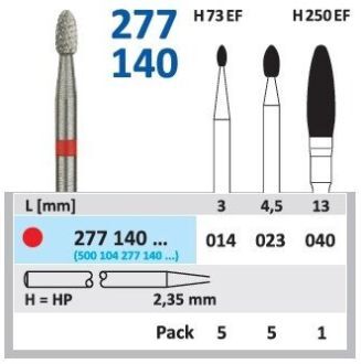 HORICO tvrdokovová fréza - vajíčko 1,4mm