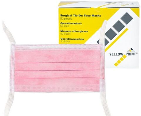 YELLOW POINT ochranné roušky se zavazováním,růžové