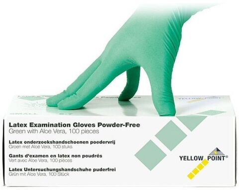 YELLOWPOINT rukavice latex nepud AloeVera zelené